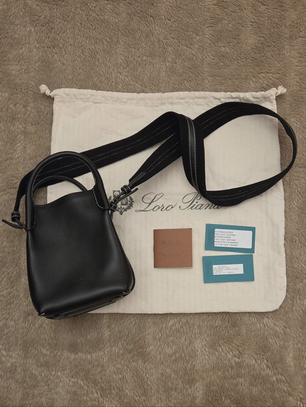 Loro Piana Bale Micro leather bucket Bale bag With Cards And Dust Bag